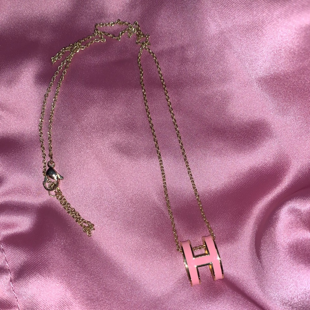 Pink H necklace authentic